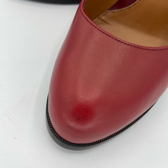 NWOT FENDI Oxblood Leather Pumps w Striped Stack Heel - Picture 10 of 16
